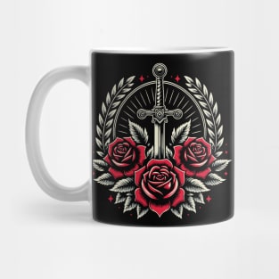 Medieval art - sword, laurel and roses Mug